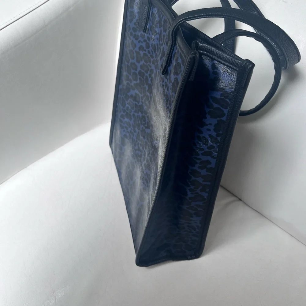 Neiman Marcus Animal blue and black print tote bag